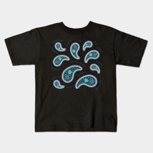 Turquoise Paramecia Paisley Kids T-Shirt